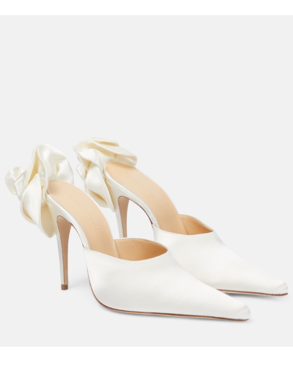 Magda Butrym Satin Flower Heel Mules Cream NWT Size 40
